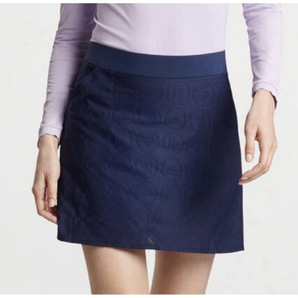 PETER MILLAR Crown Sport Eyelet Sally Skort Skirt Size Medium Navy Blue Pockets
